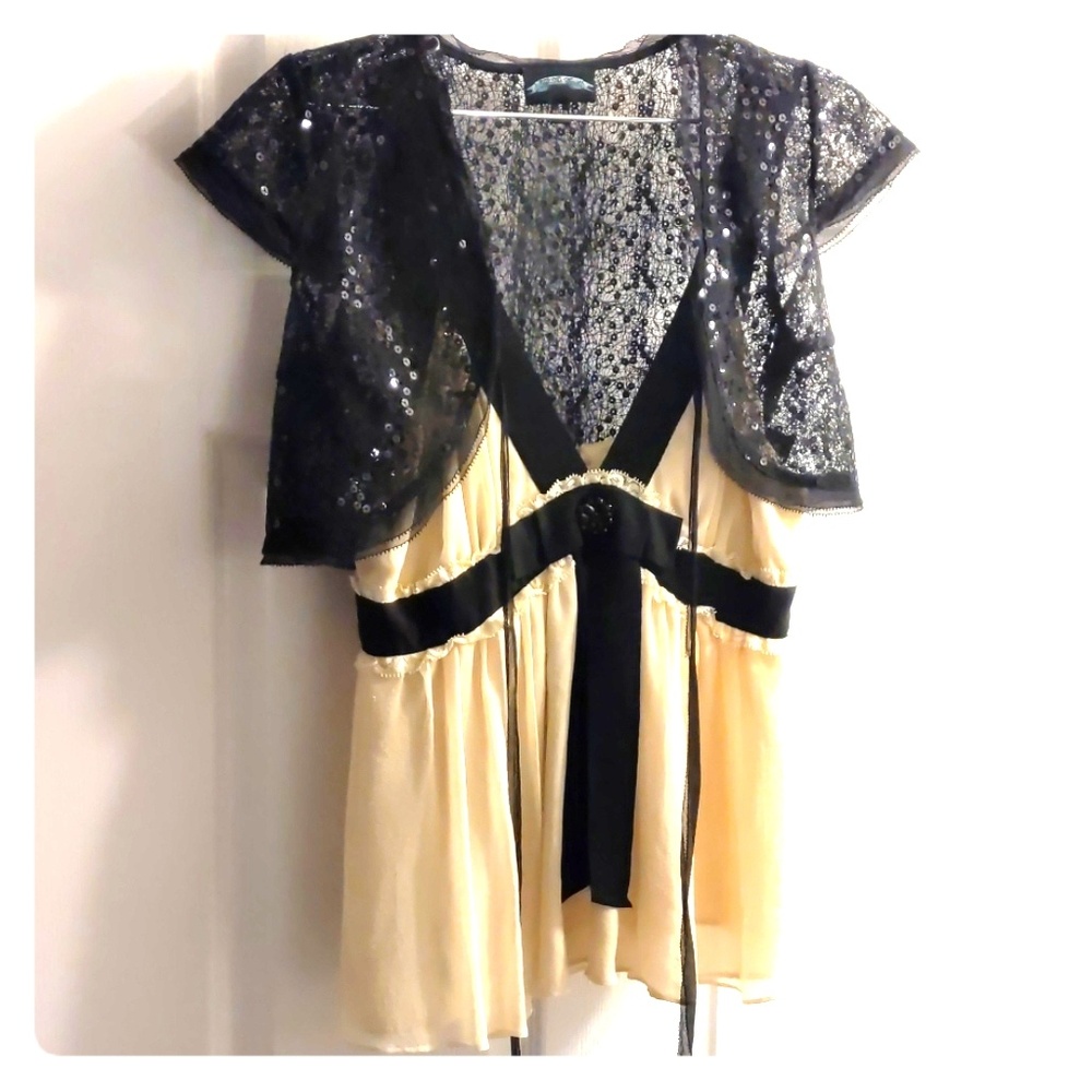 Women's dress top with beaded coverall